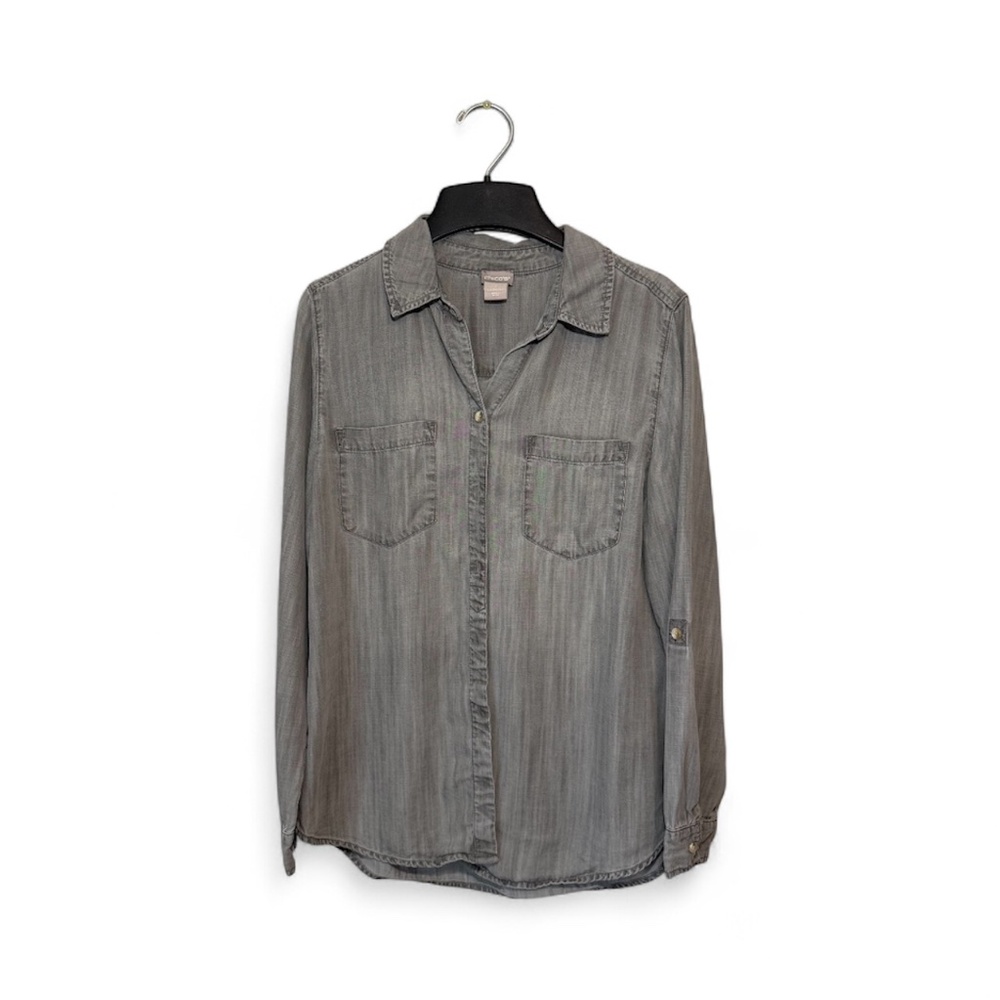 Chicos Button Down Shirt Gray Size 8/10